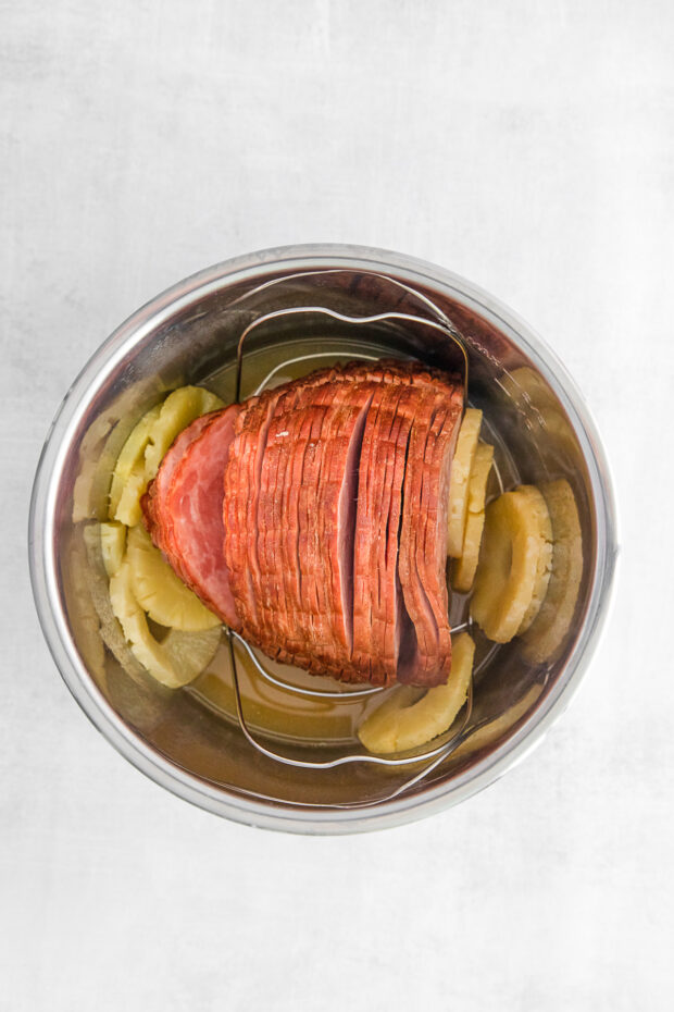 Ham fully cooked inside the Instant Pot. 