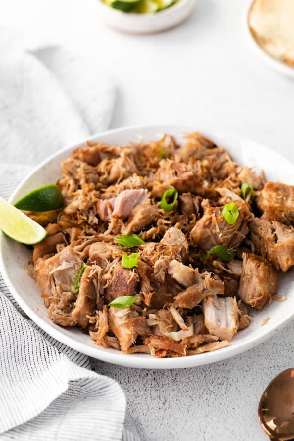 Slow Cooker Pork Carnitas served on a table.