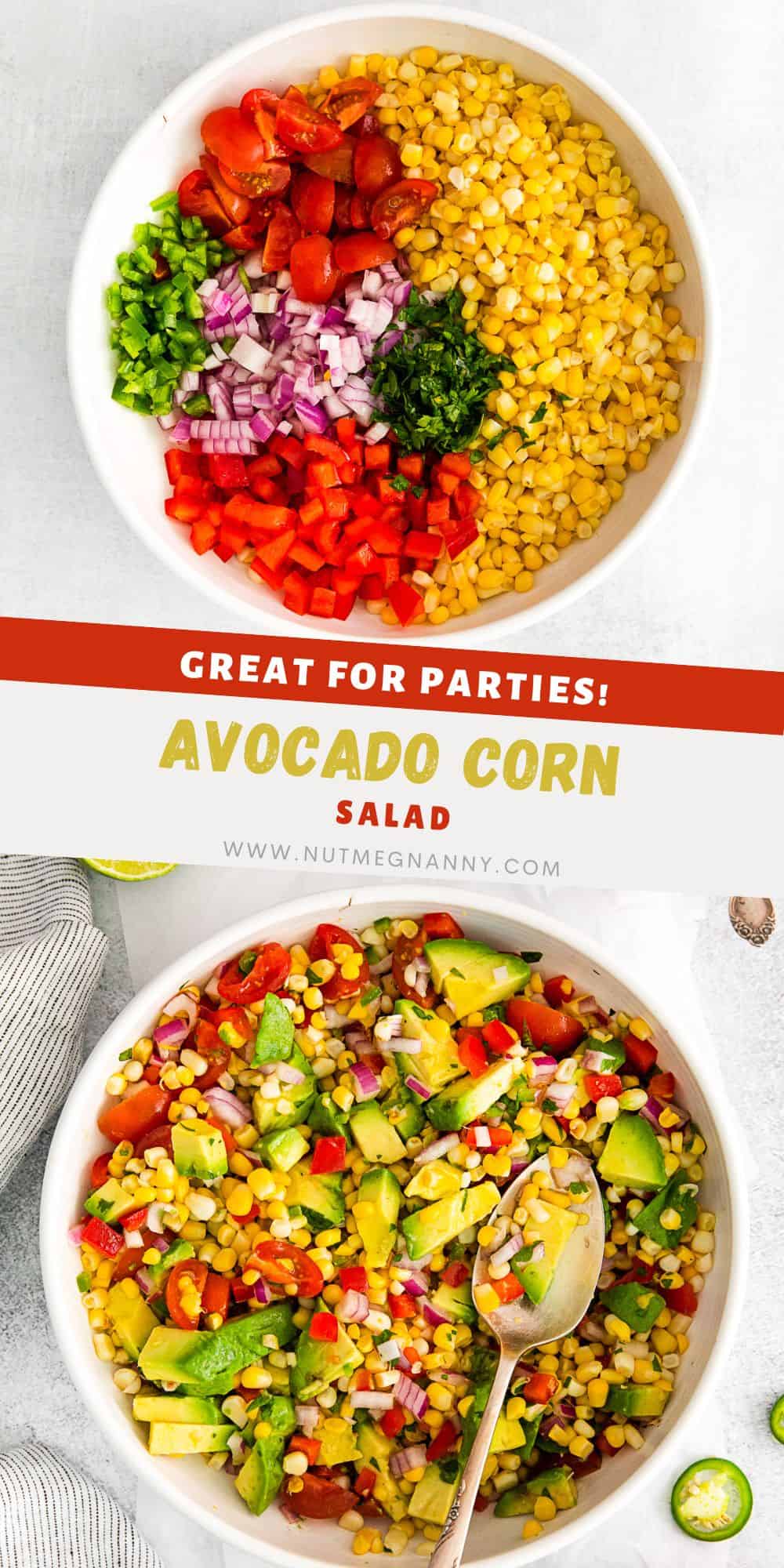 Avocado Corn Salad pin for Pinterest. 