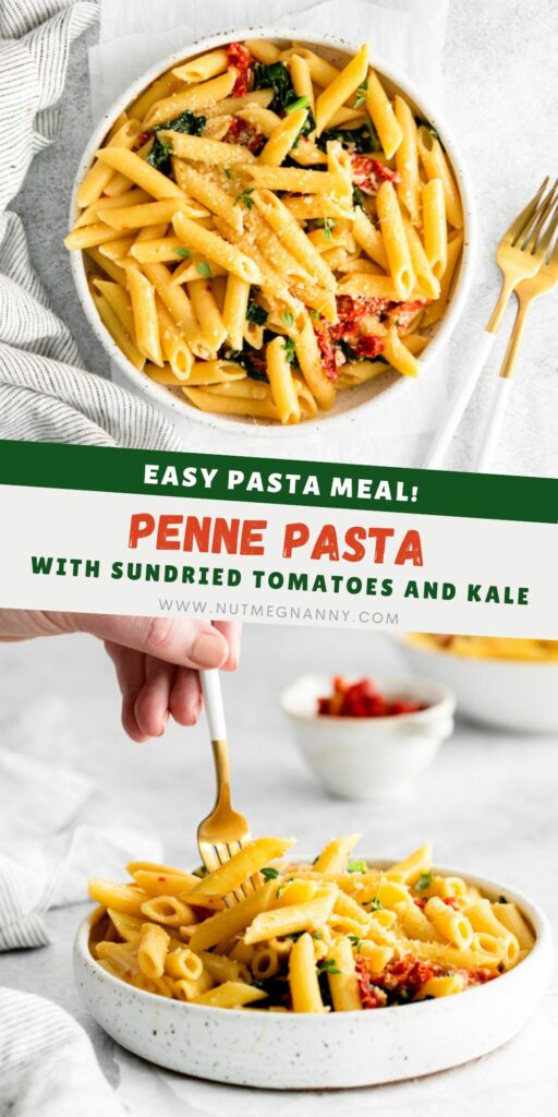 Sun dried Tomato and Kale Pasta pin for Pinterest.