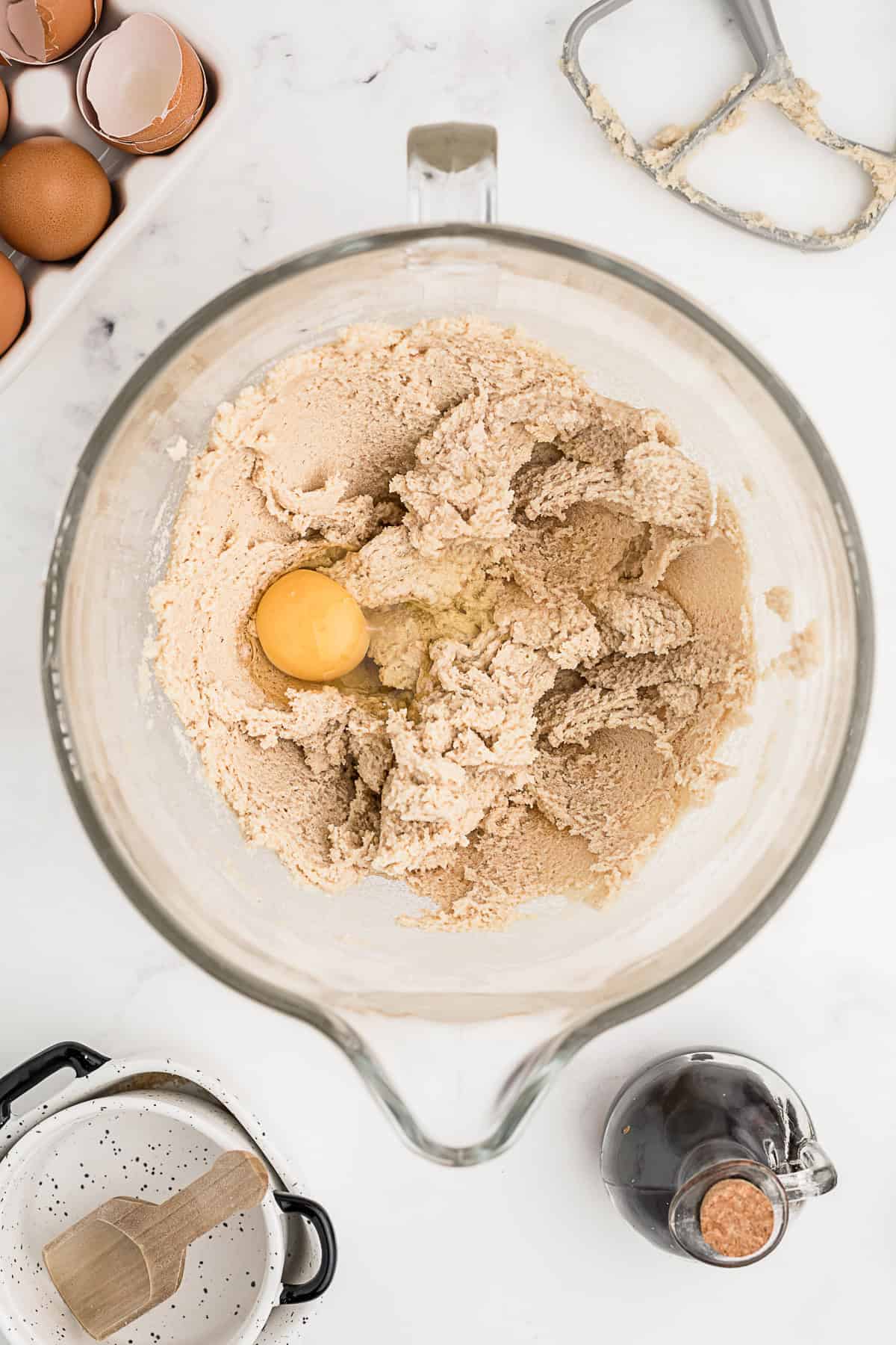 Cookie batter with an egg in it. 
