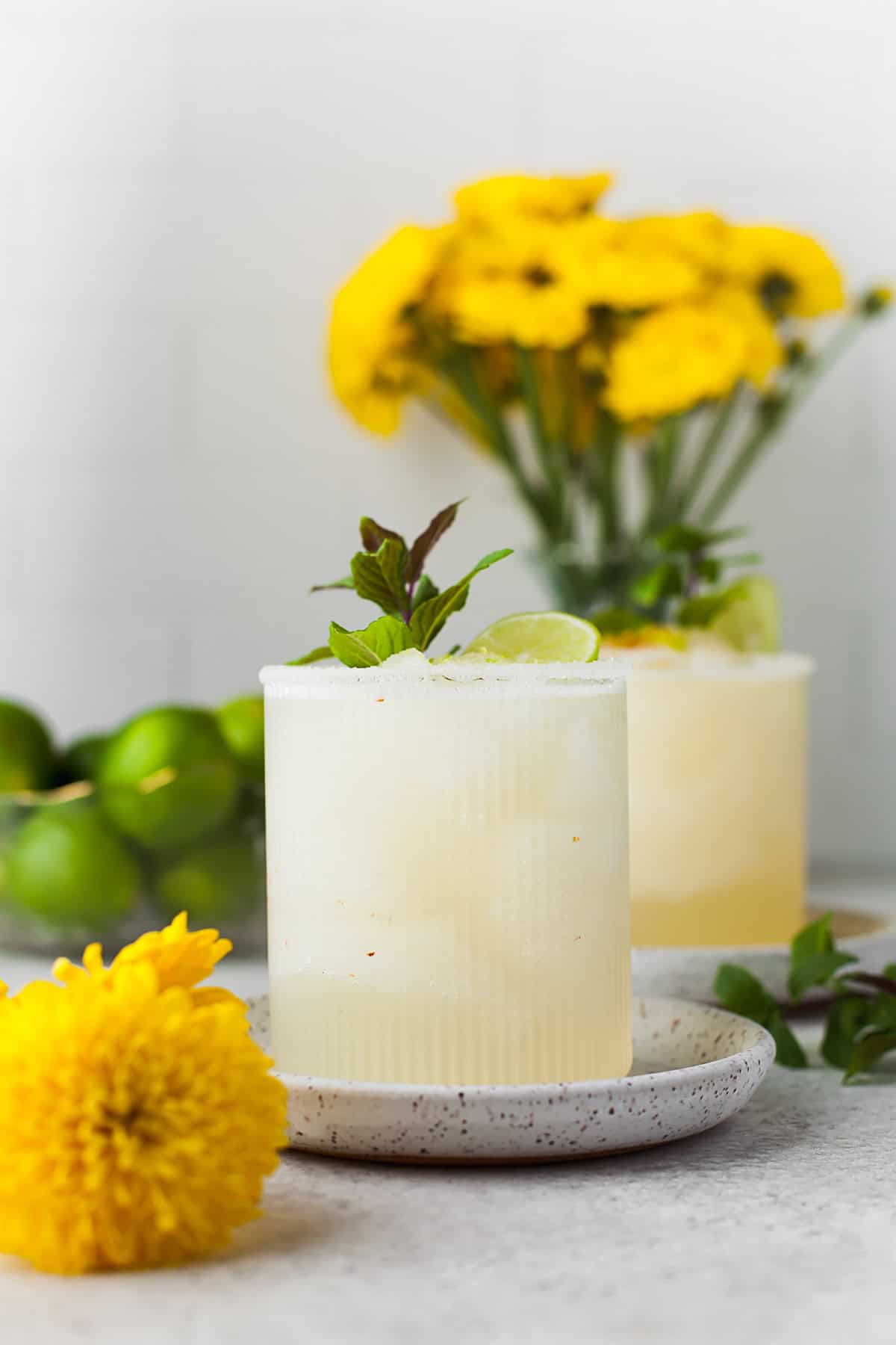 Classic Margarita in 2 short glasses.