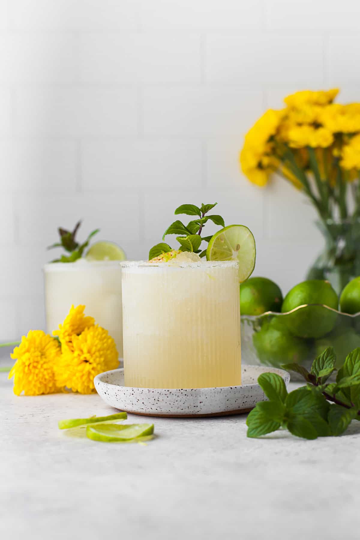 Classic Margarita rimmed with salt.