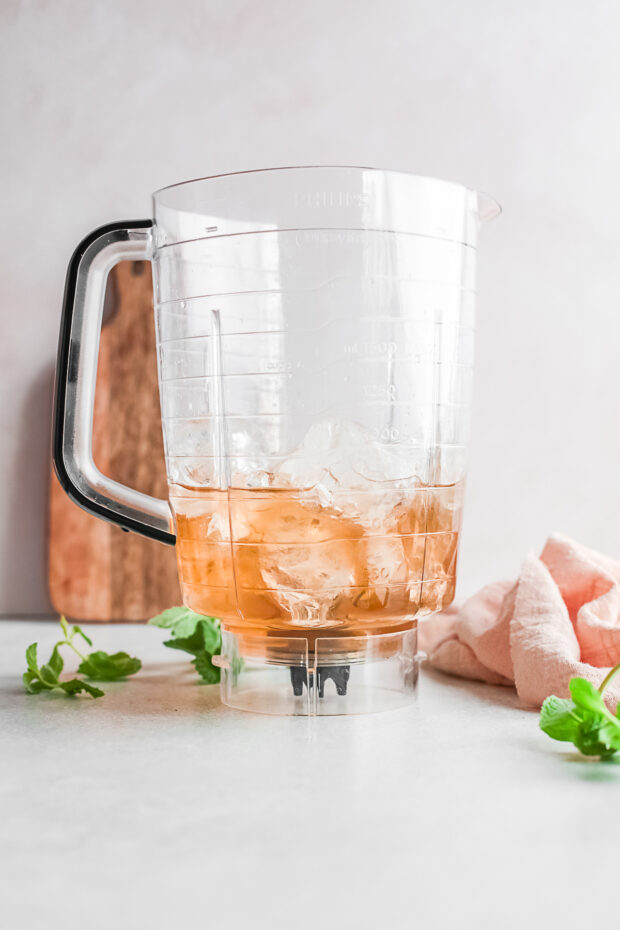 Bourbon in a blender with ice. 