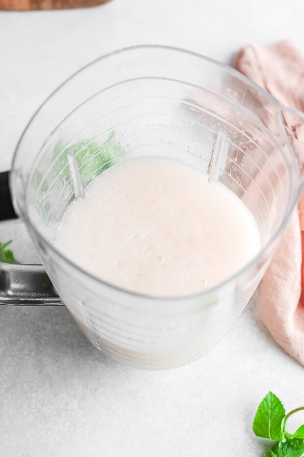 Frozen Mint Julep in a blender. 