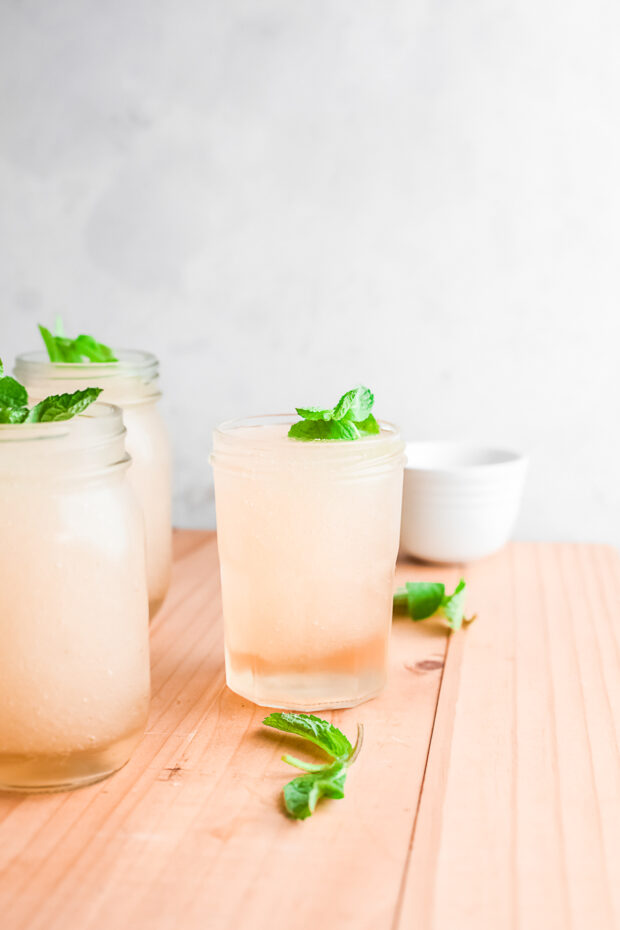 Frozen Mint Julep garnished with fresh mint. 