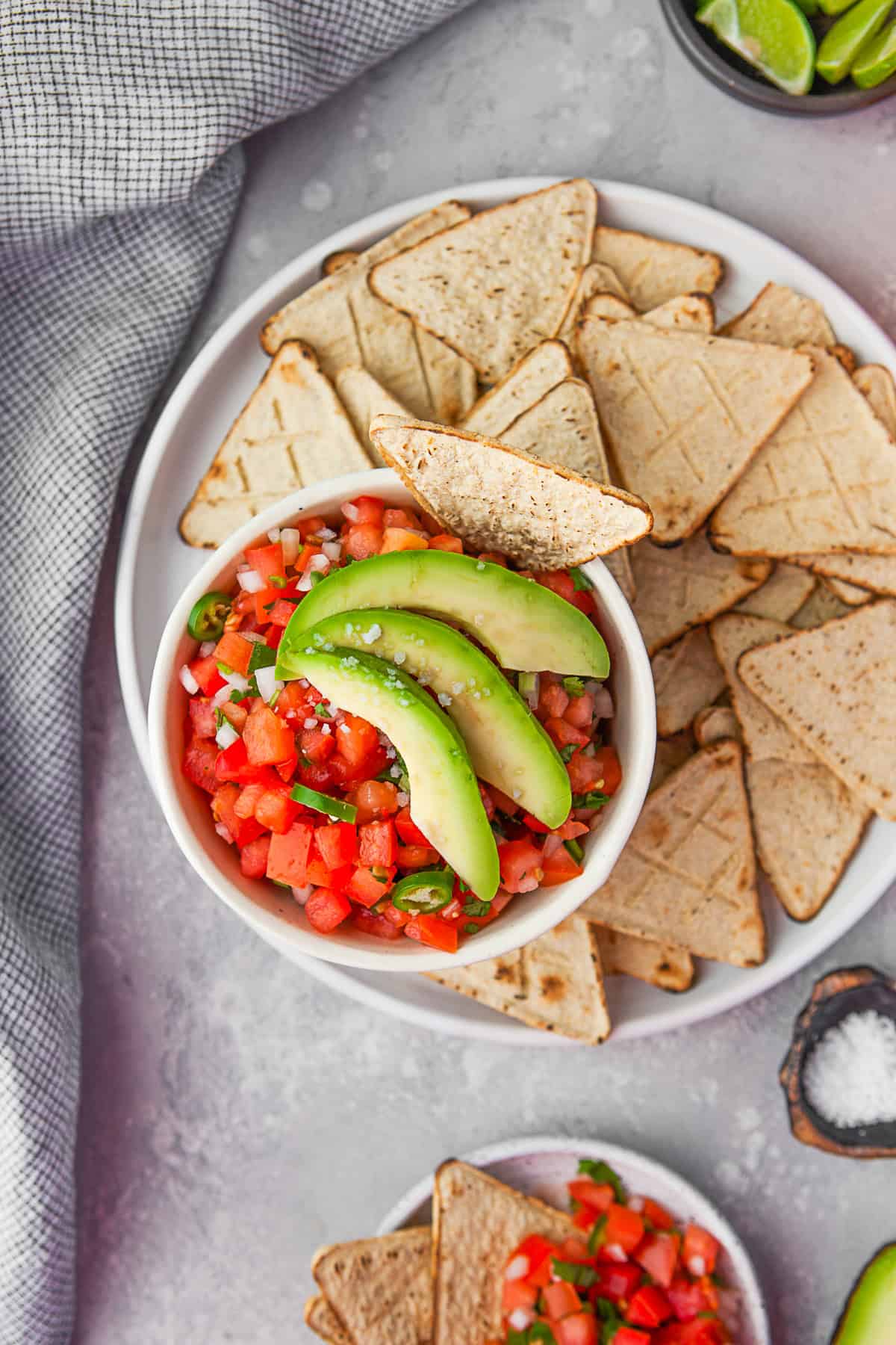 Pico de Gallo served with extra kosher salt. 