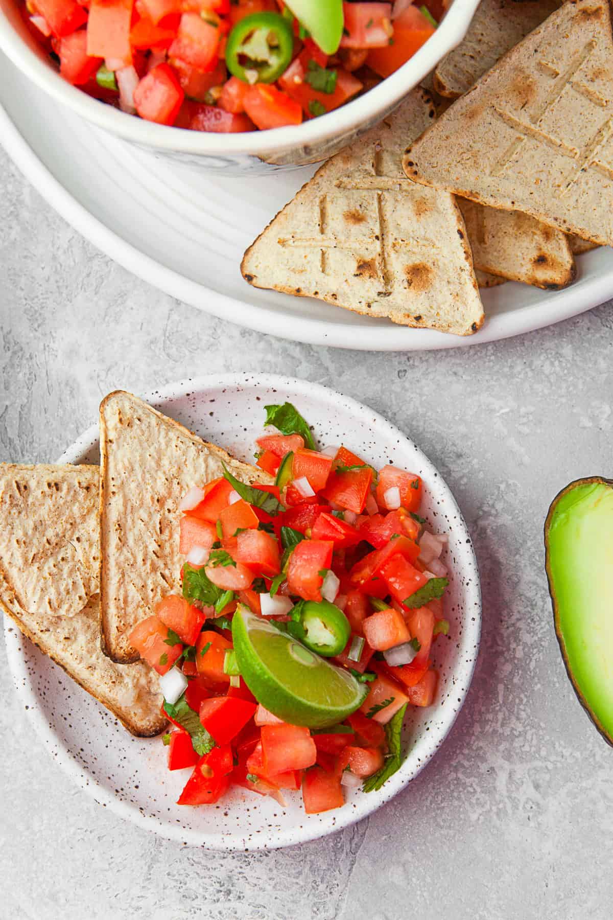 Pico de Gallo served with extra lime. 