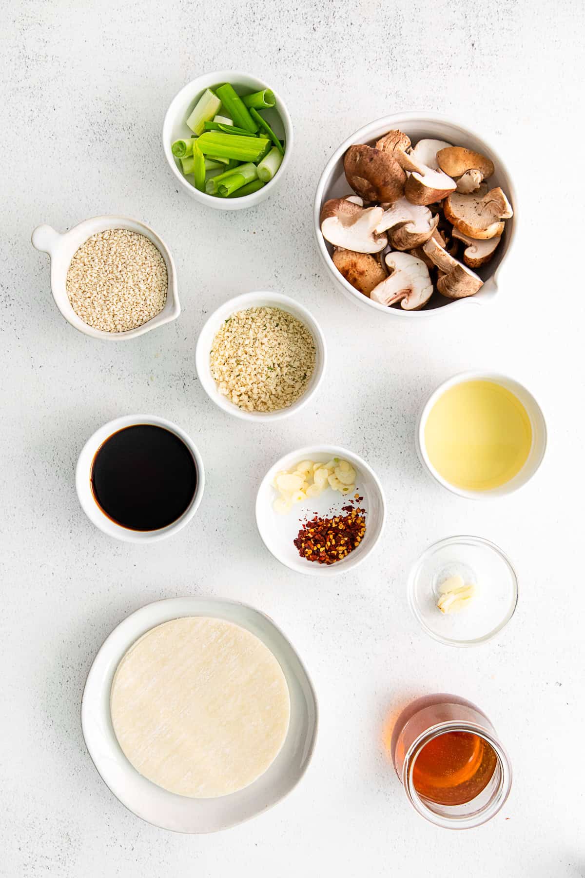 Ingredients to make Shiitake Mushroom Dumplings. 