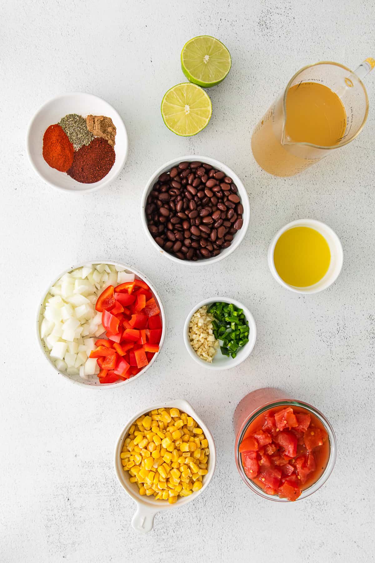 Ingredients to make Vegan Tortilla Soup. 