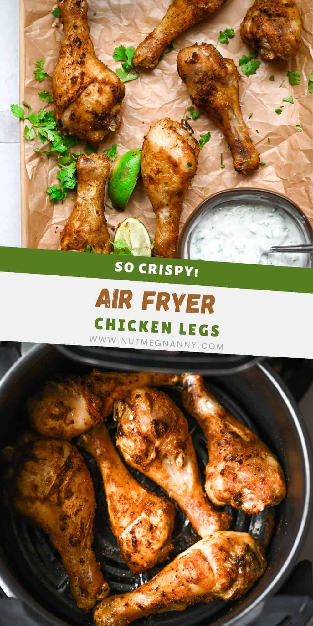 Air Fryer Chicken Legs pin for Pinterest. 