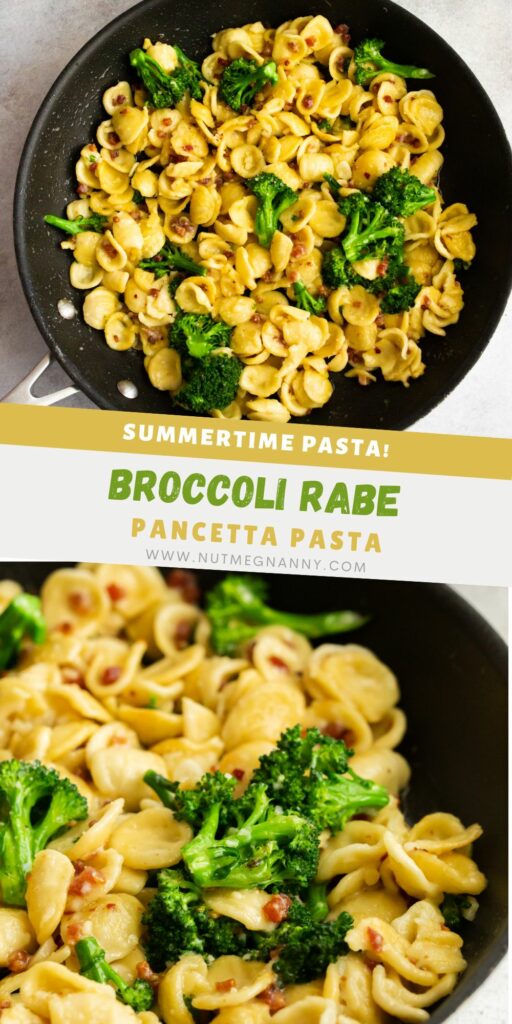 Broccoli Rabe Pancetta Pasta pin for Pinterest.