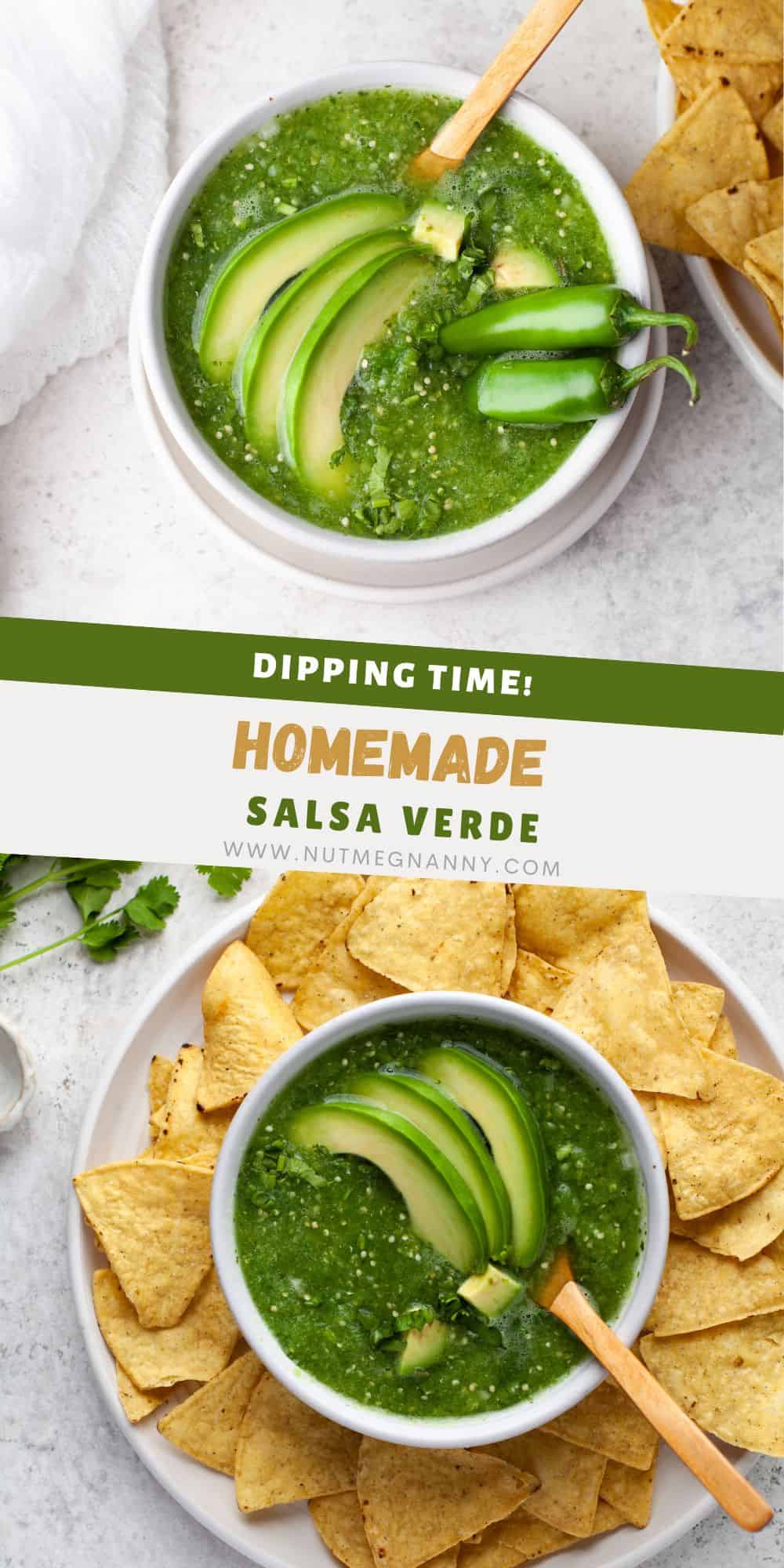 Homemade Salsa Verde pin for Pinterest. 