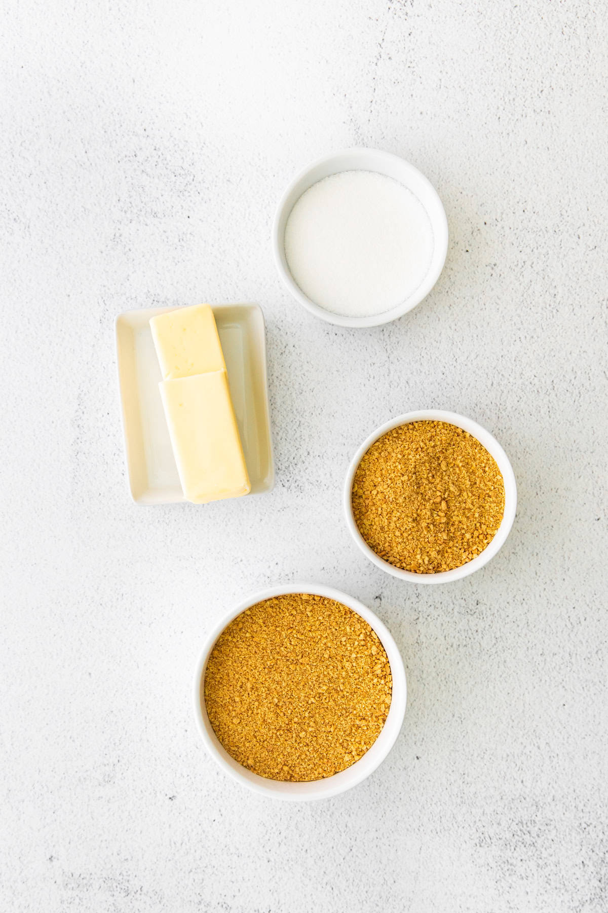 Ingredients to make graham cracker crust. 