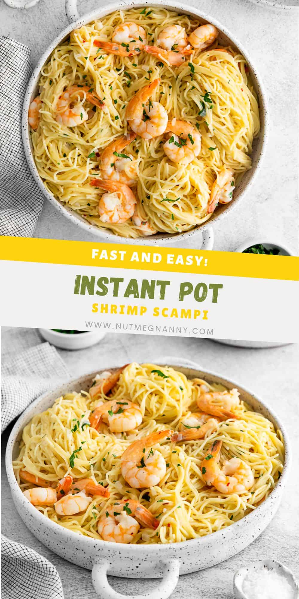 Instant Pot Shrimp Scampi pin for Pinterest. 