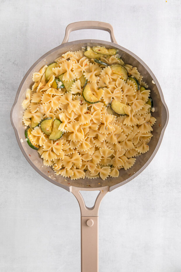 Lemon Zucchini Pasta in a skillet.