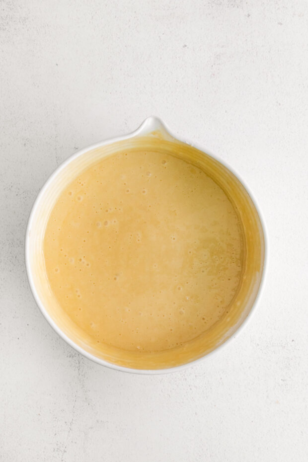 Vanilla cake batter in a bowl. 