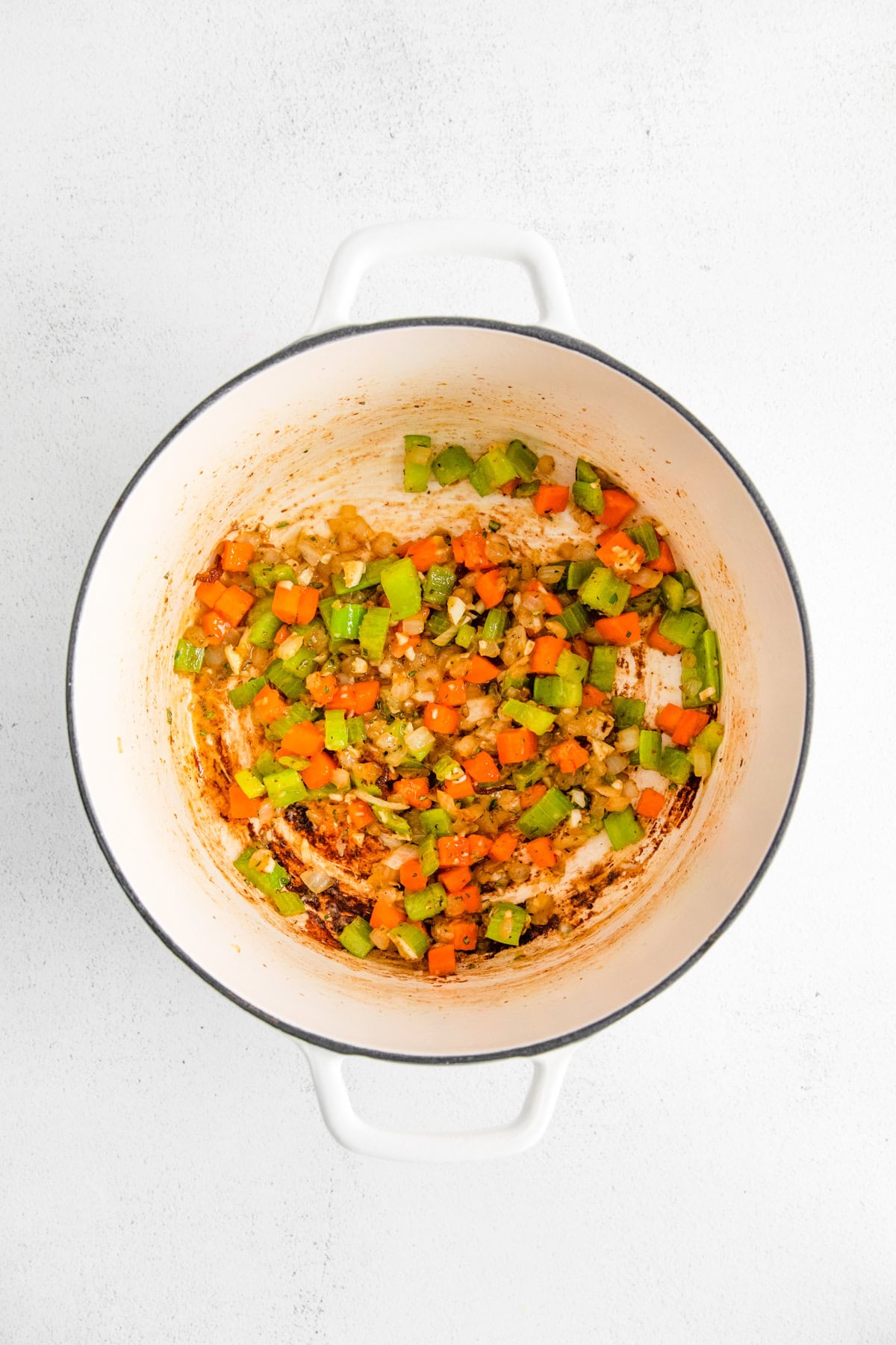 Vegetables cooked in a pot. 