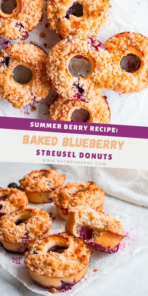 Baked Blueberry Streusel Donuts pin for Pinterest.
