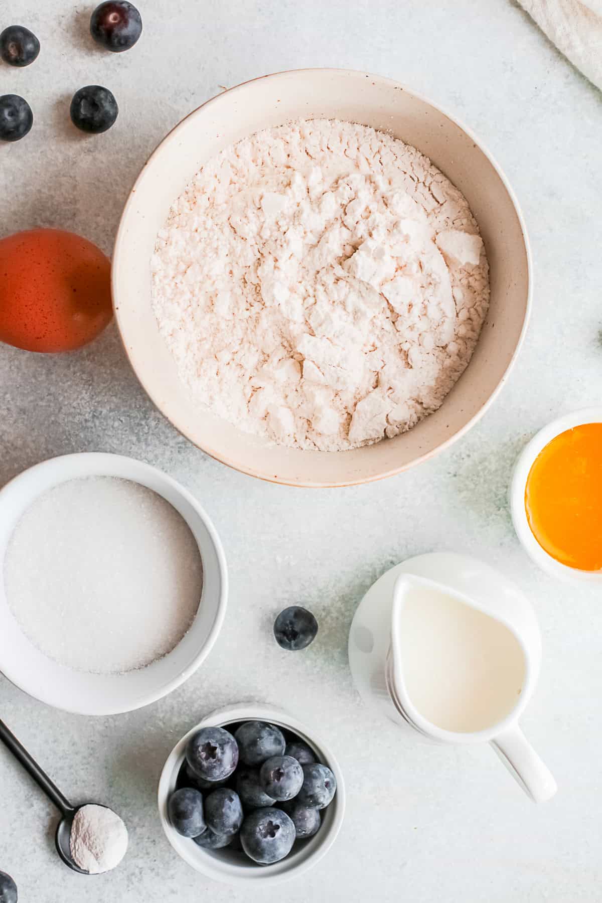 Ingredients to make Baked Blueberry Streusel Donuts.