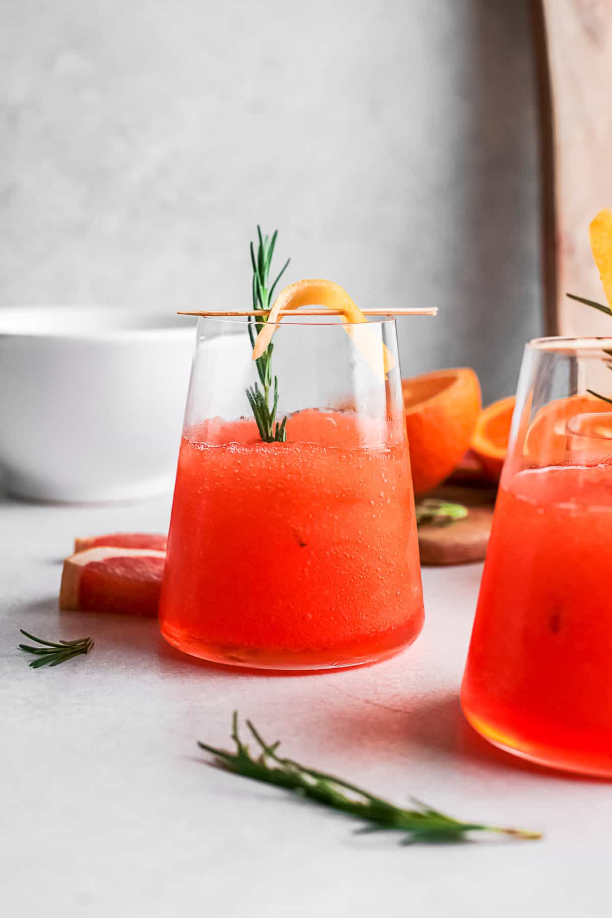 Frozen Aperol Spritz in a short cocktail glass. 