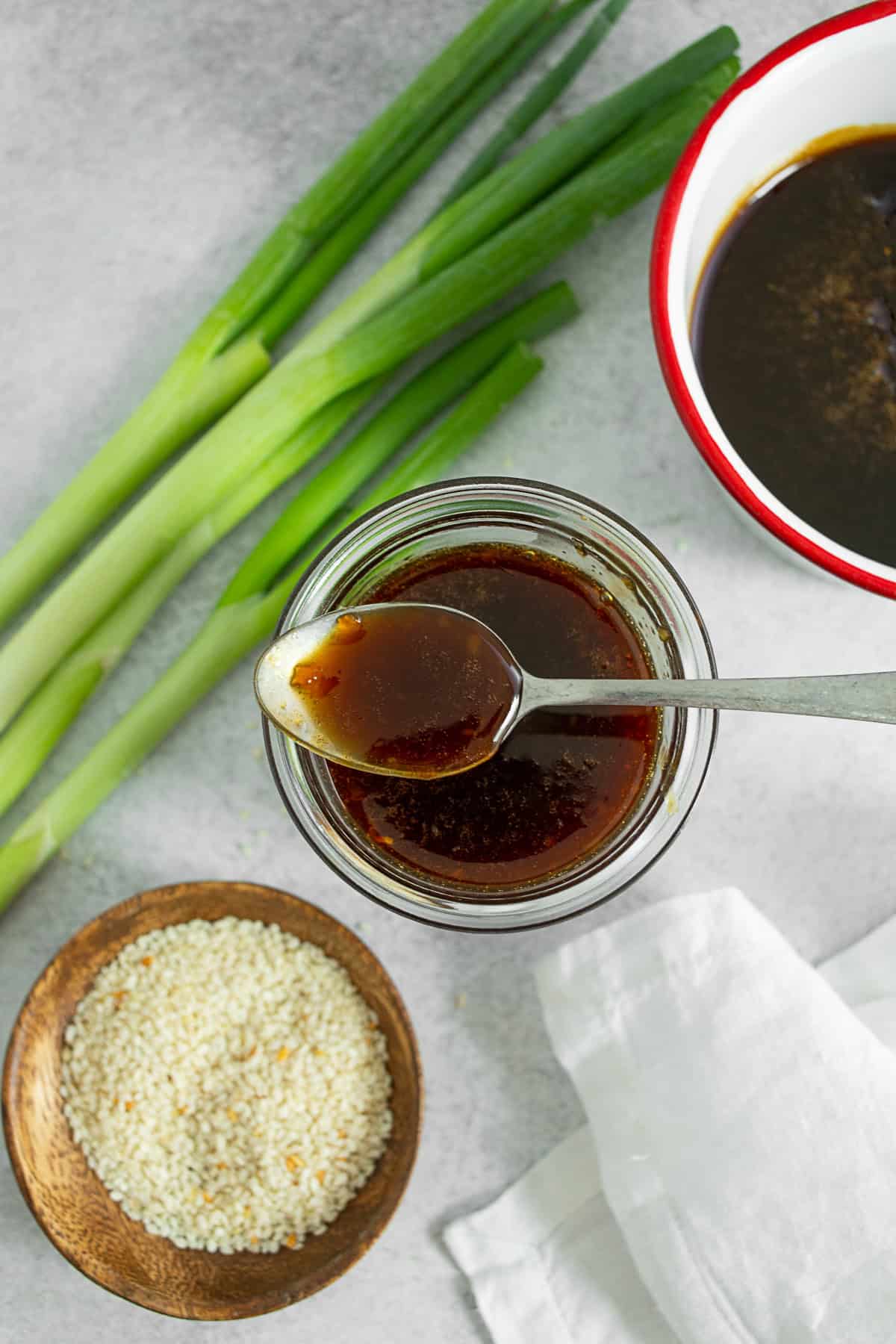 Homemade Teriyaki Sauce served in a jar.