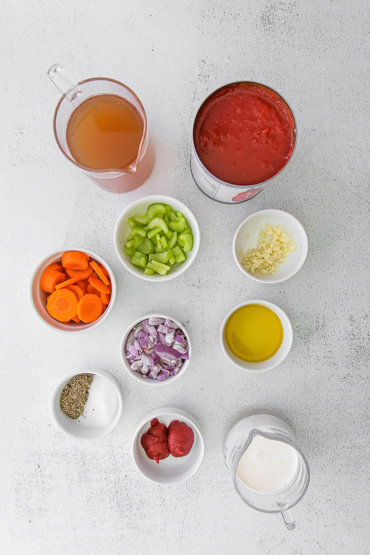 Ingredients to make Instant Pot Tomato Soup.