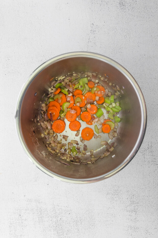 Vegetables in an instant pot.