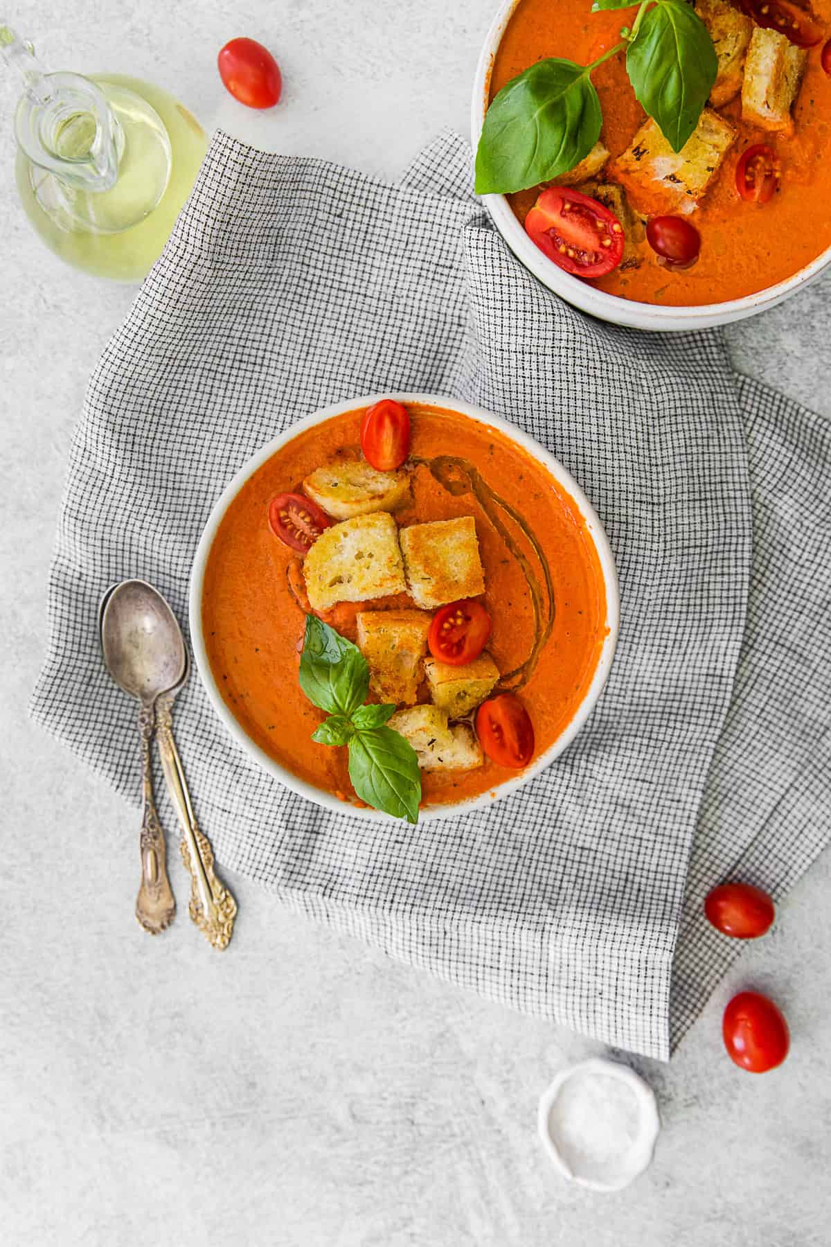 Instant Pot Tomato Soup in a white bowl.