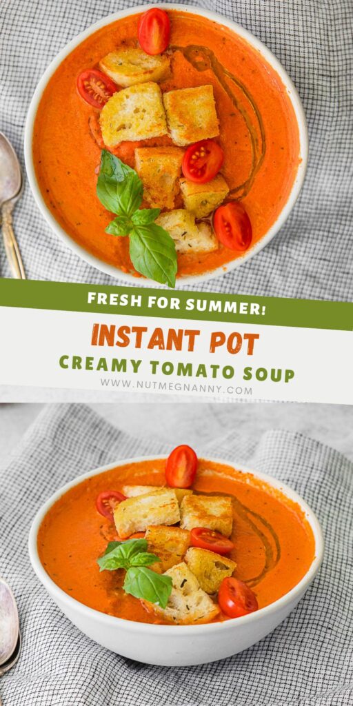 Instant Pot Tomato Soup pin for Pinterest.
