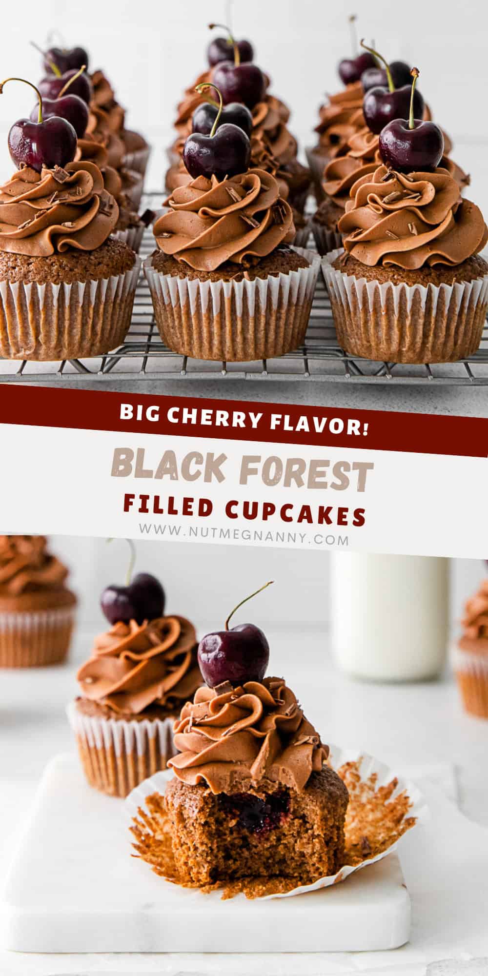 Black Forest Cupcakes pin for Pinterest. 
