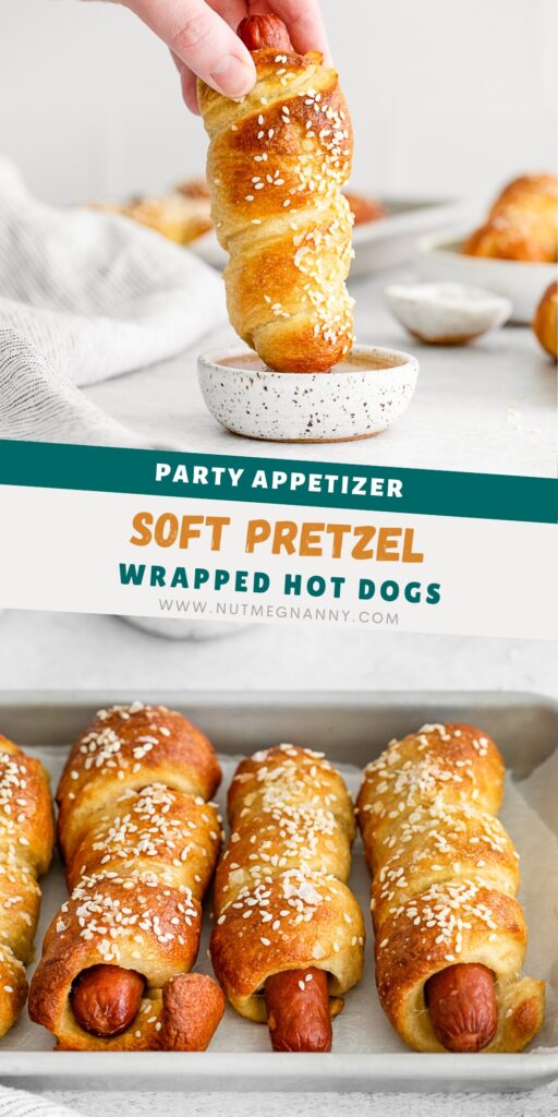 Soft Pretzel Dogs pin for Pinterest. 