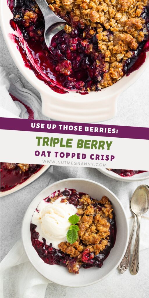 Triple Berry Crisp pin for Pinterest. 