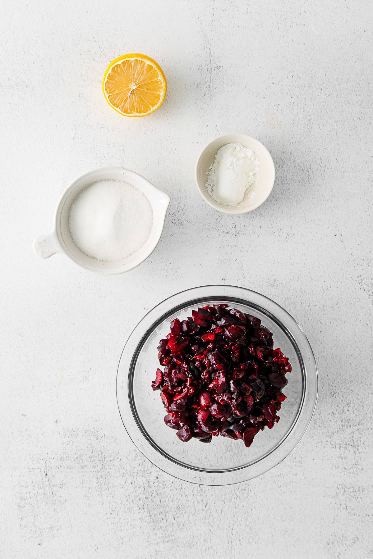 Ingredients to make cherry filling. 