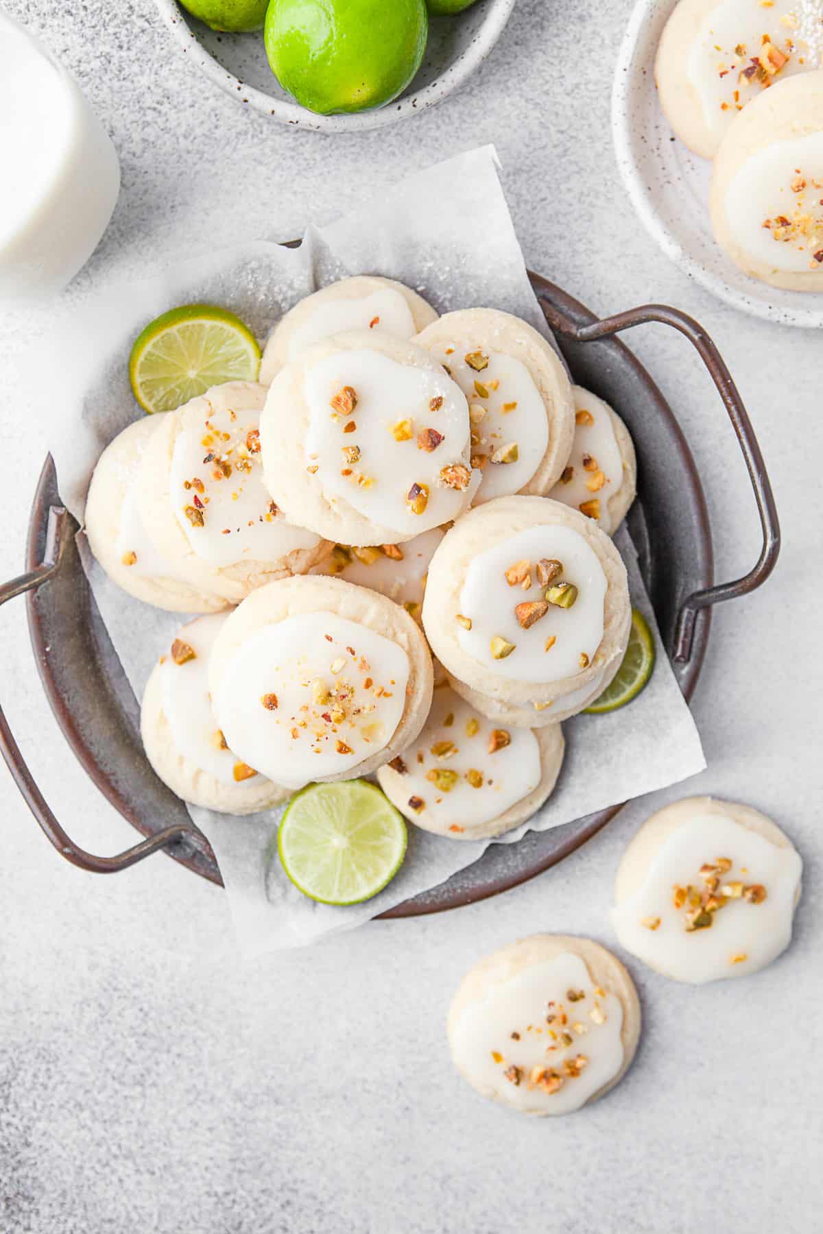 Lime Glazed Sugar Cookies on a serving platter. 