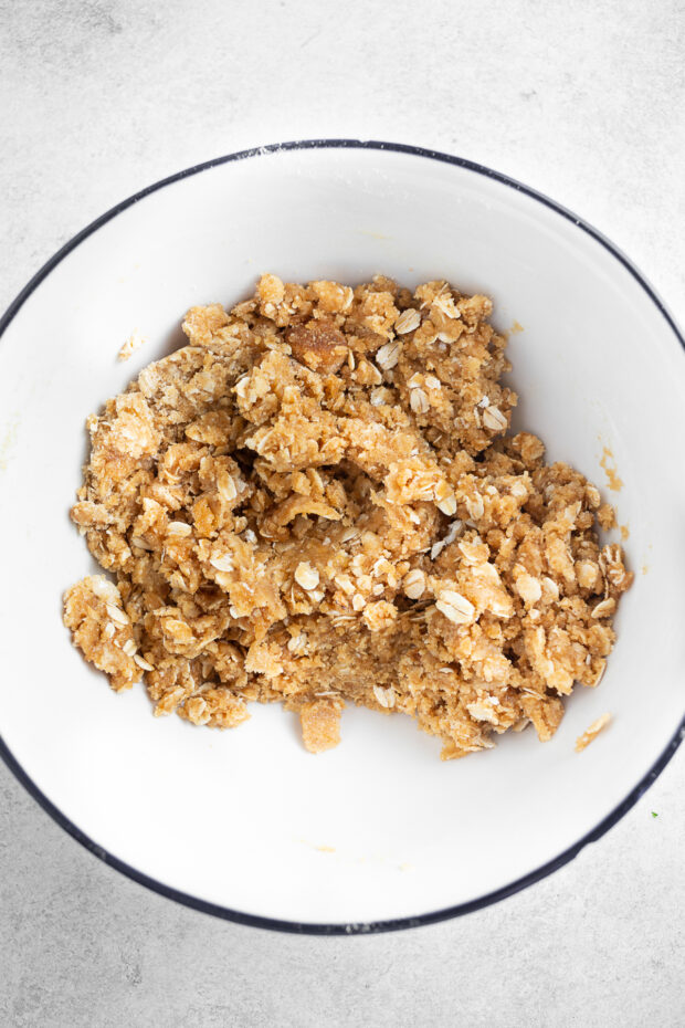 Old fashioned oat topping in a bowl. 