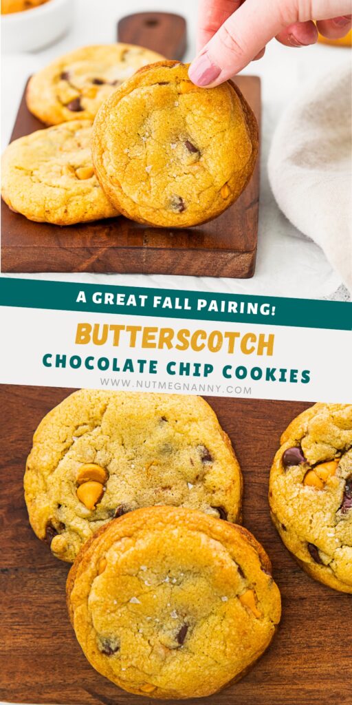 Butterscotch Chocolate Chip Cookies pin for Pinterest. 