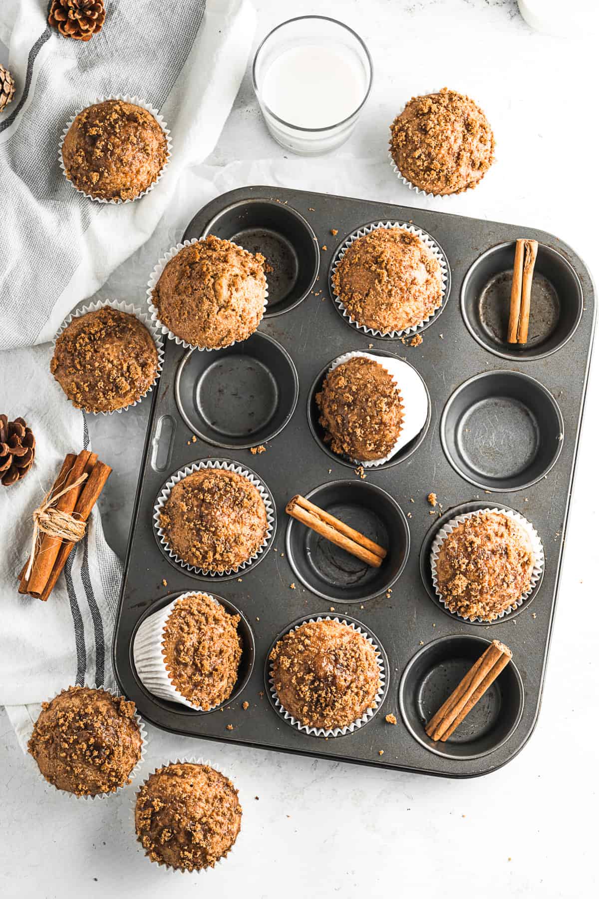 Applesauce Muffins in a muffin tin. 