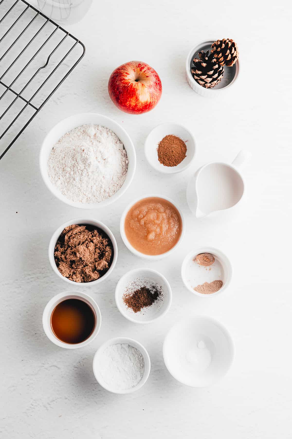 Ingredients for Applesauce Muffins sitting on a table. 