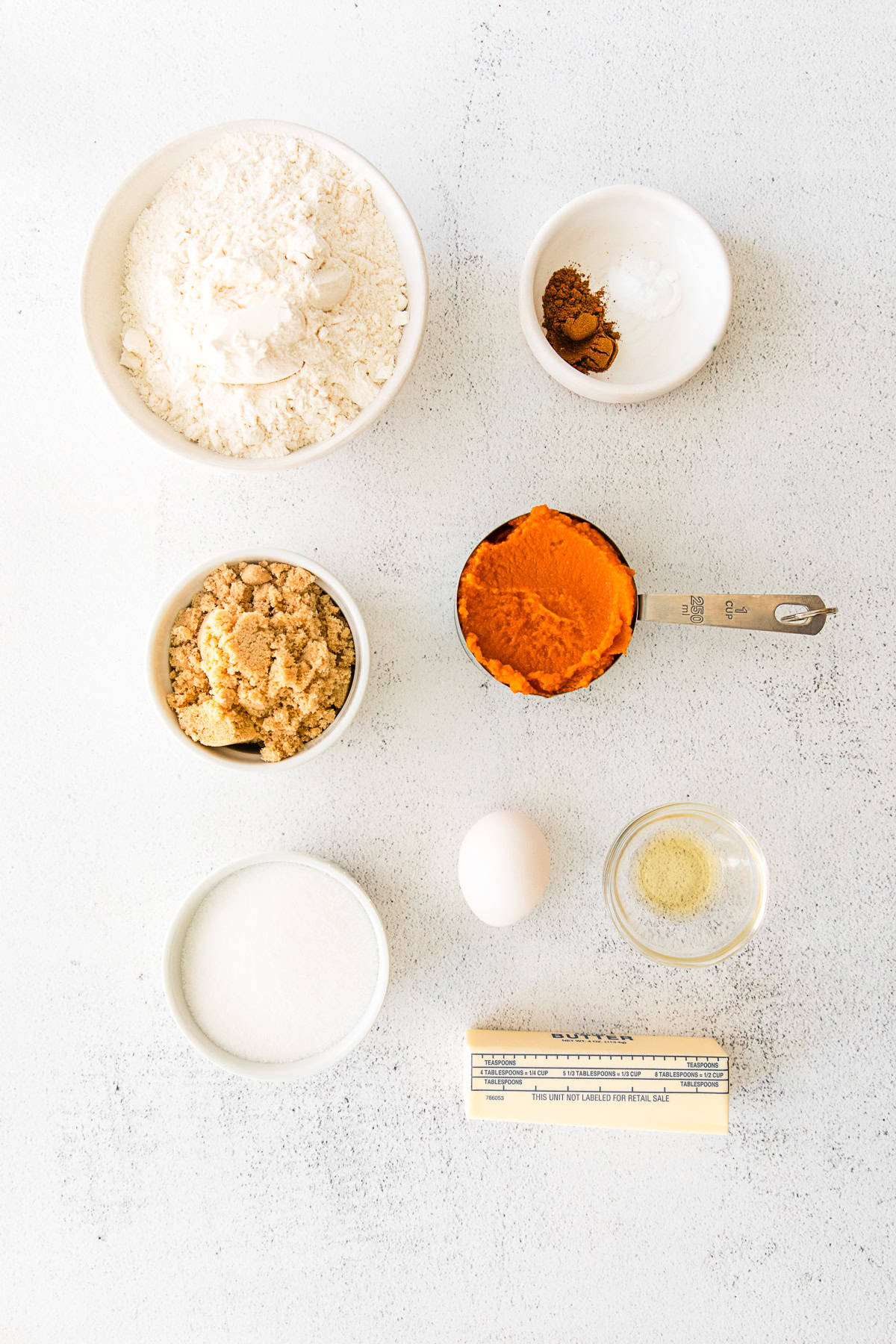 Soft Pumpkin Cookies ingredients on a table. 