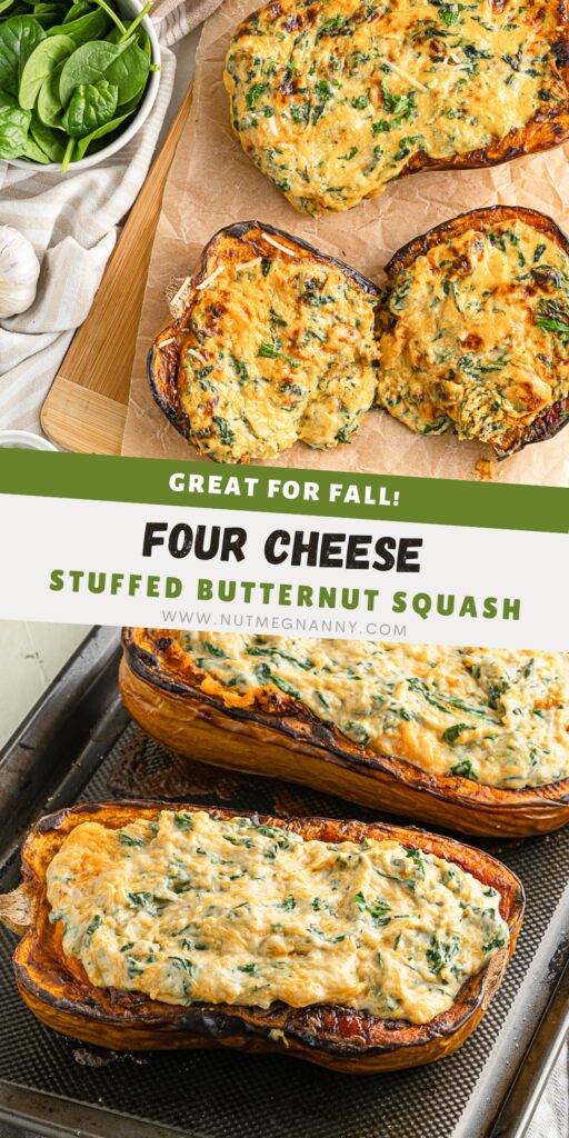 Cheese Stuffed Butternut Squash pin for Pinterest. 