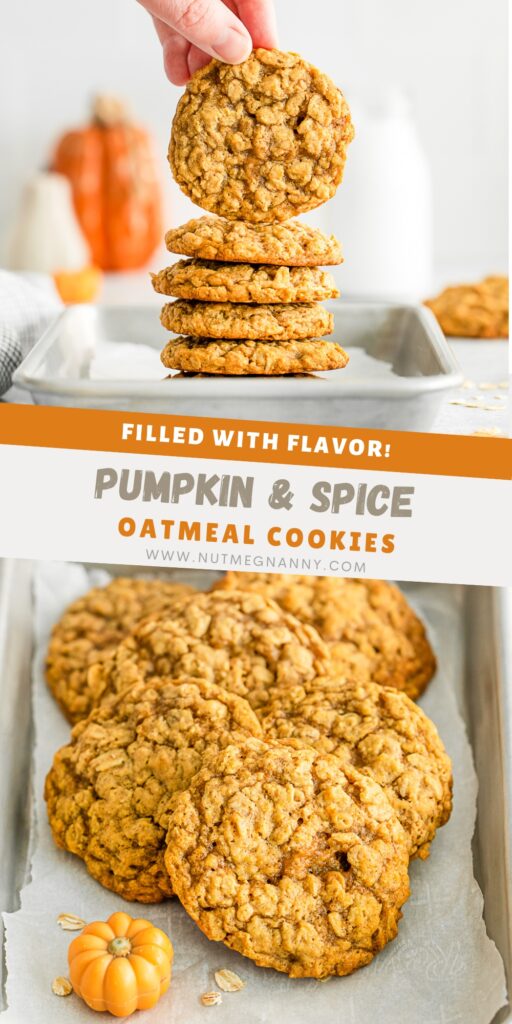Pumpkin Oatmeal Cookies pin for Pinterest. 