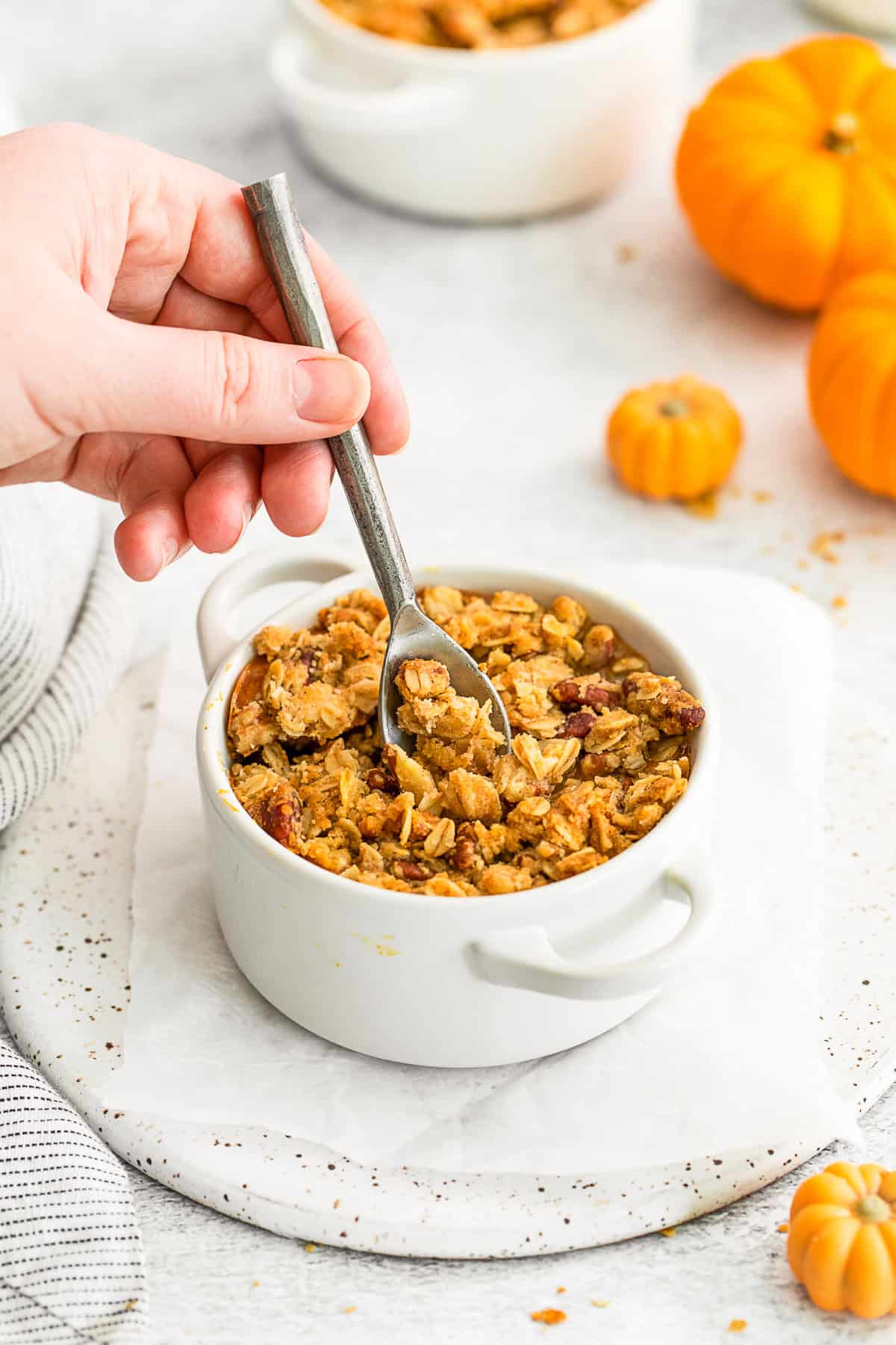 Taking a bite out of Pumpkin Crisp.