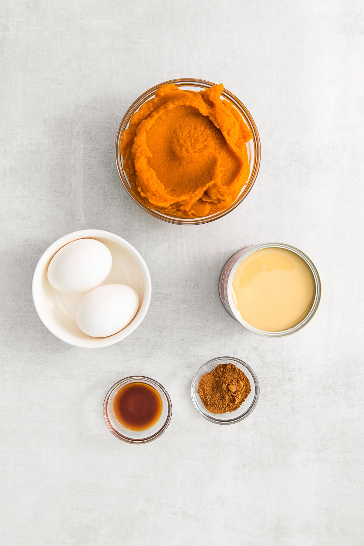 Pumpkin filling ingredients on a table.