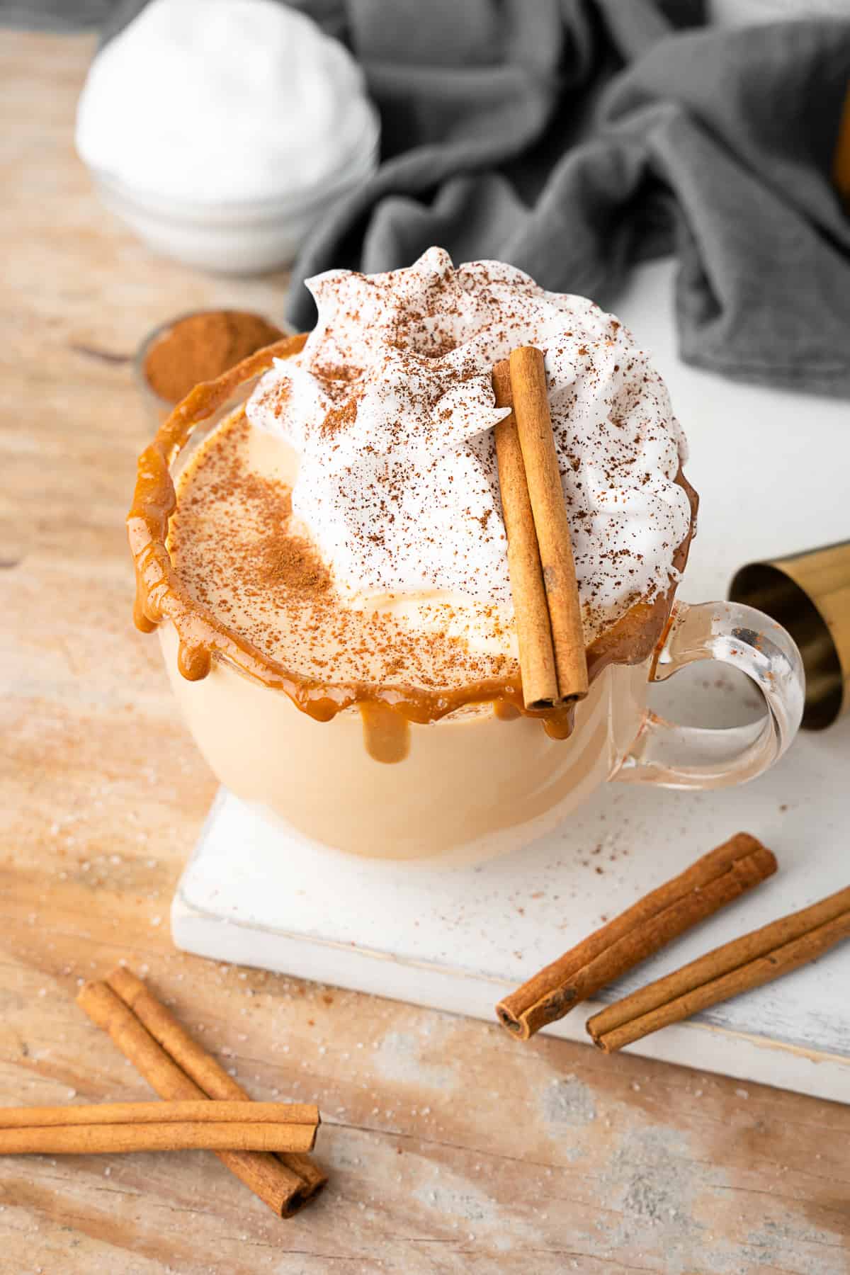 Spiked Hot Dulce de Leche topped with whipped cream and cinnamon. 