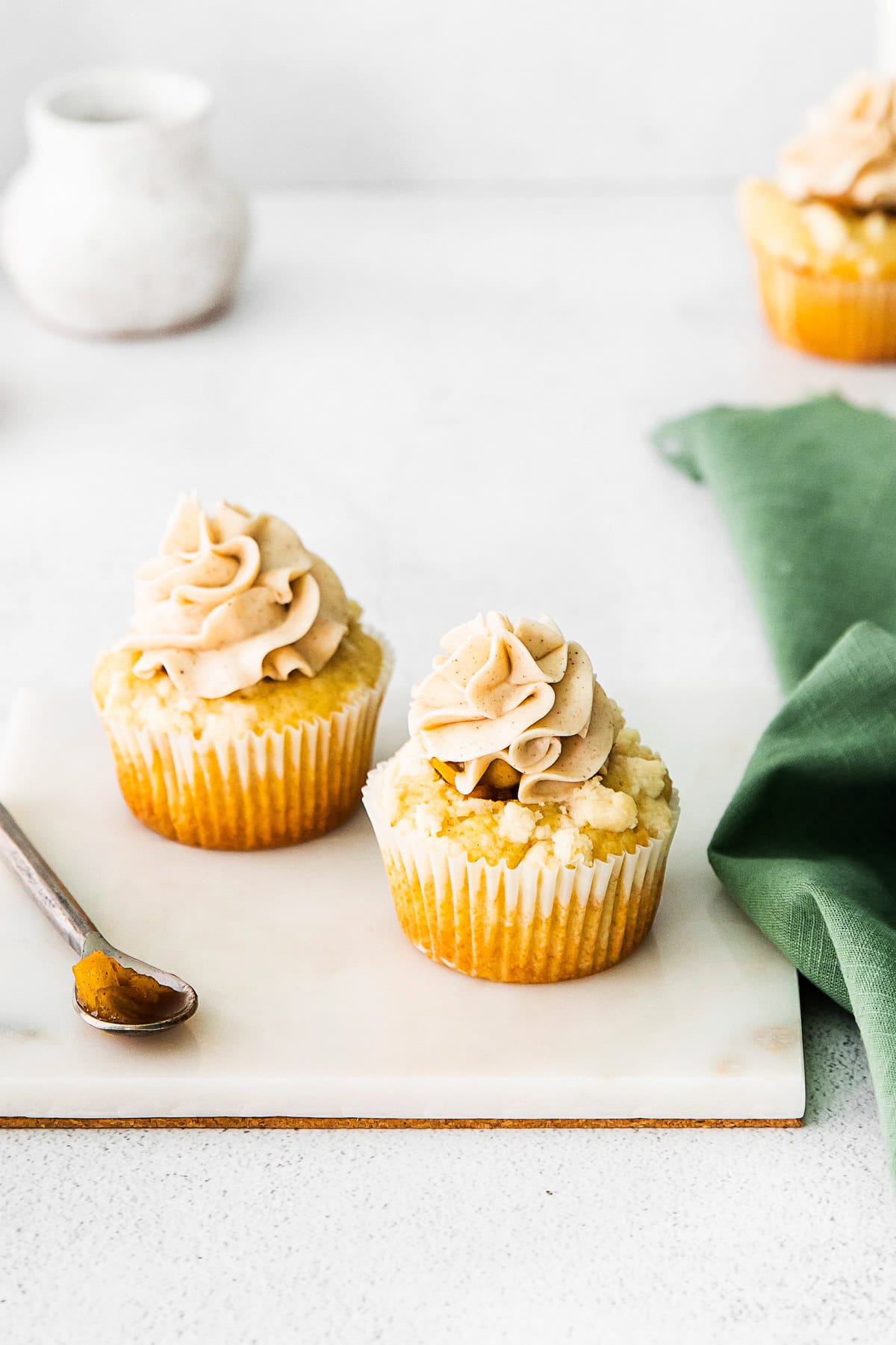 Apple Pie Cupcakes on a cutting board. 