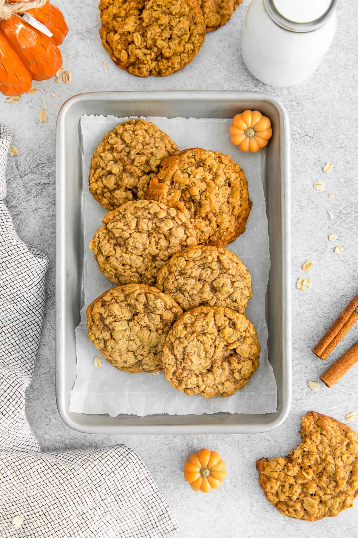 Pumpkin Oatmeal Cookies on a serving tray. 