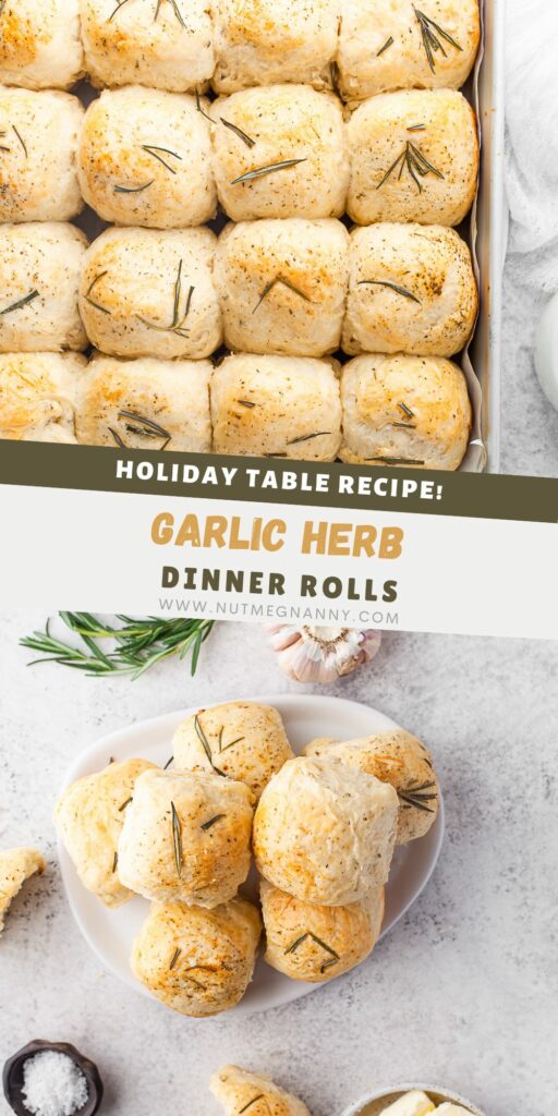 Garlic Herb Dinner Rolls pin for Pinterest. 