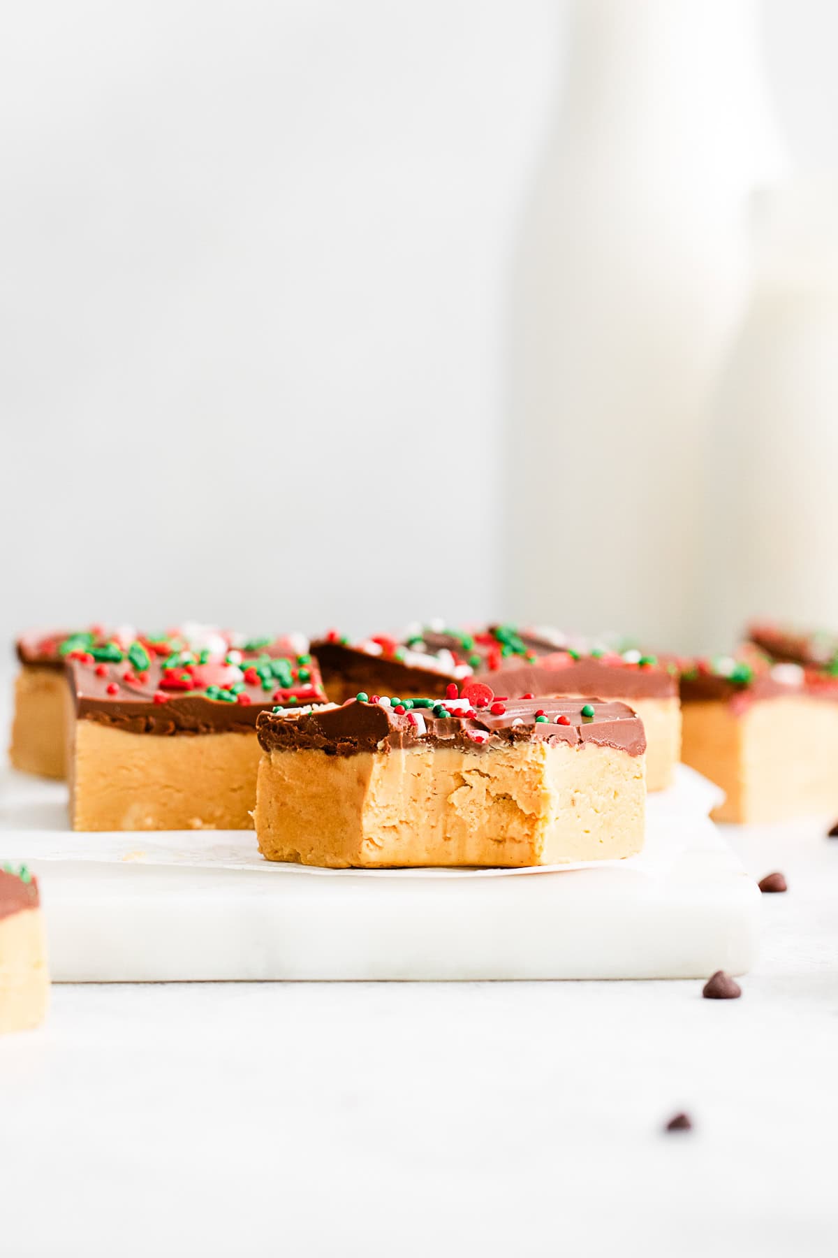 Buckeye Bars on a serving tray.