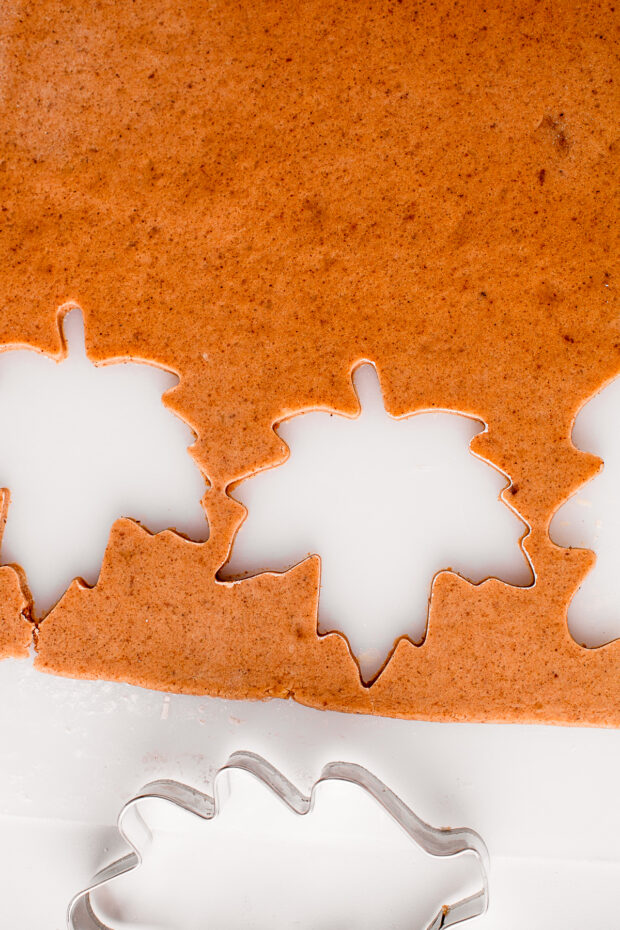 Cut out cookies still in dough form. 
